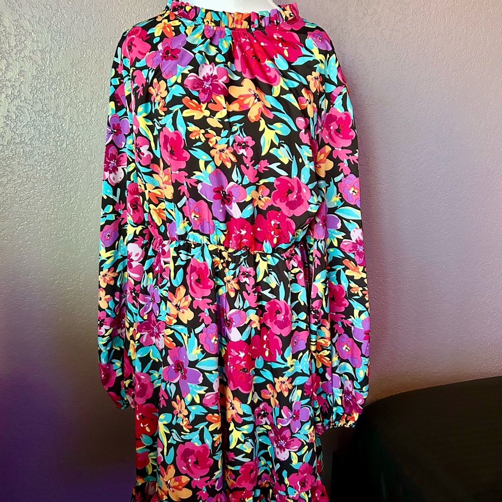 Women’s Floral Long Sleeve Dress - Pink Multi